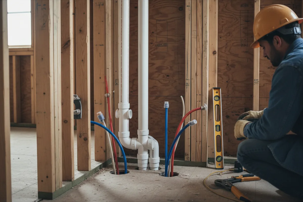 Drain and supply rough-in during Drain Cleaning in Milton